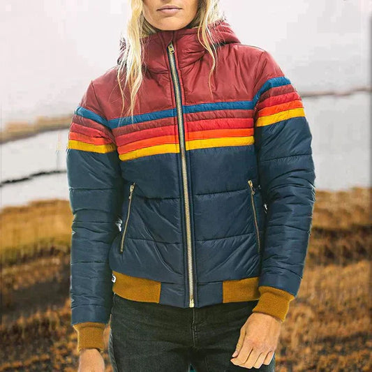 Roswitha - Retro parka met luxe imitatiebontcapuchon