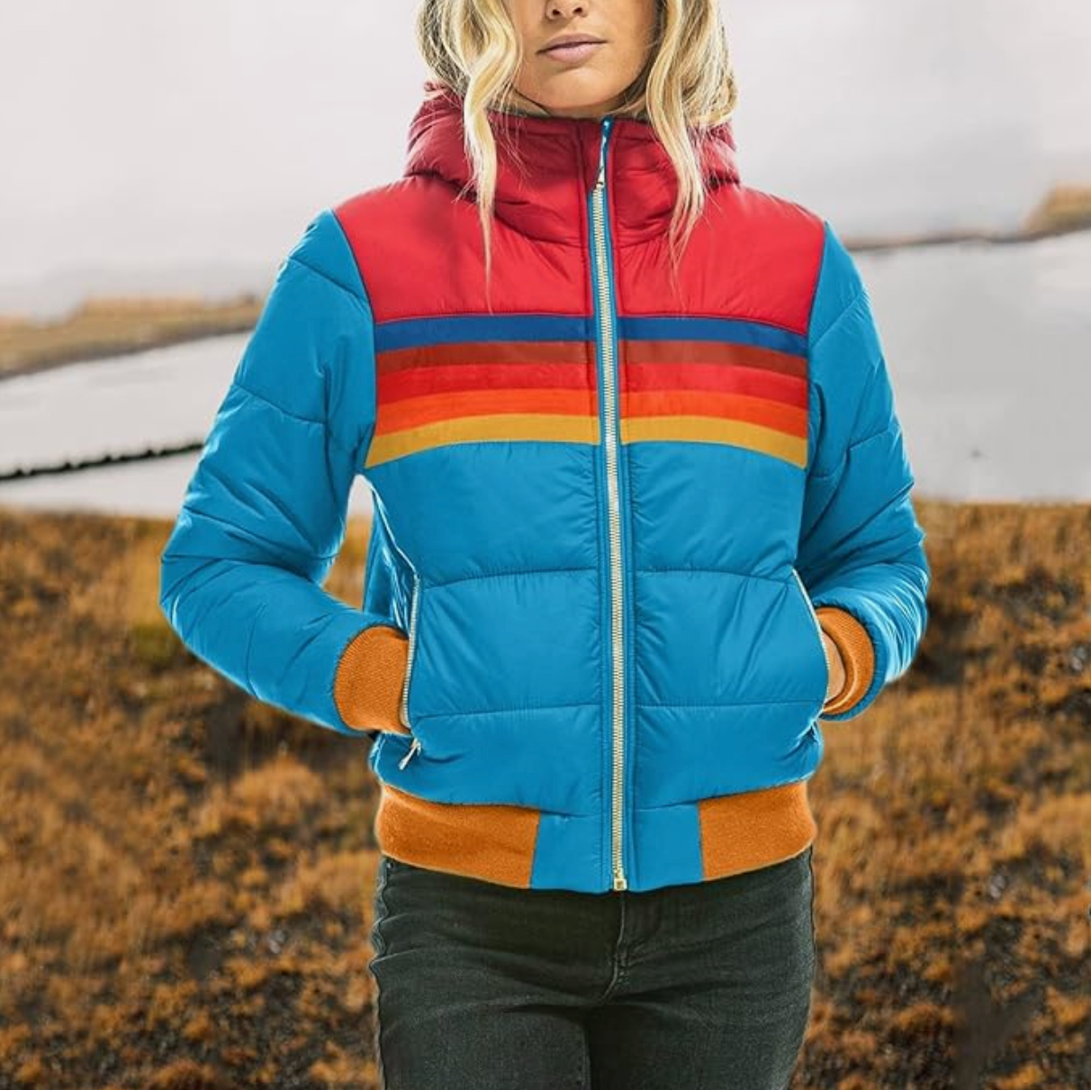 Roswitha - Retro parka met luxe imitatiebontcapuchon